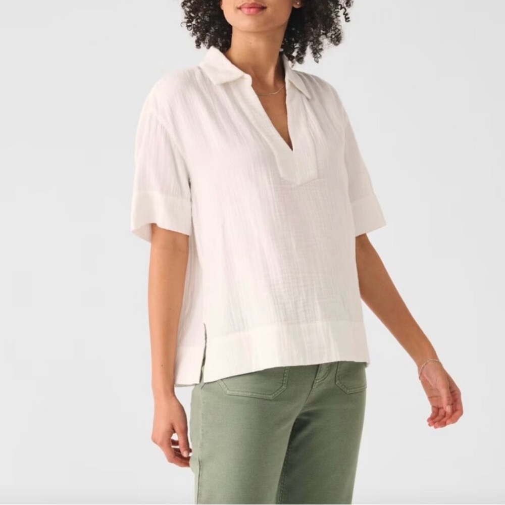 Faherty White Dream Gauze Wren Organic Cotton Top